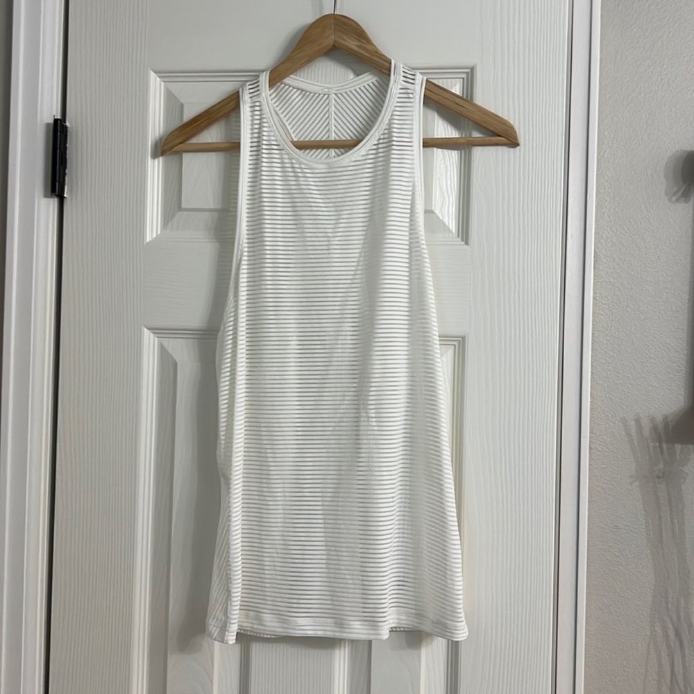 New lululemon white striped tie back tank size 4